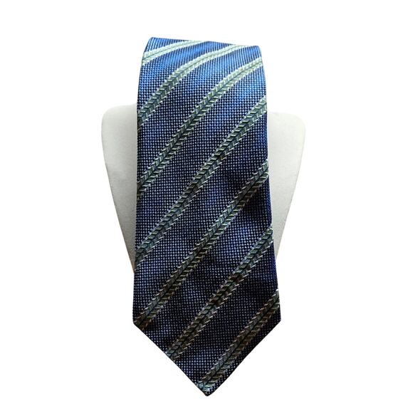 Blue Necktie GIANFRANCO VALENTINO 100% Italian Silk Hand Finished Men's Tie - Picture 1 of 4